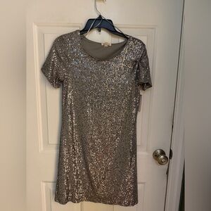 Riley & Rae Sparkling Sequin Silver Mini Dress